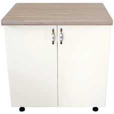 Masca pentru chiuveta cu 2 usi 80 cm Zebra, alb/MDF Vanilie, cu blat Artar, 80 x 85 x 60 cm